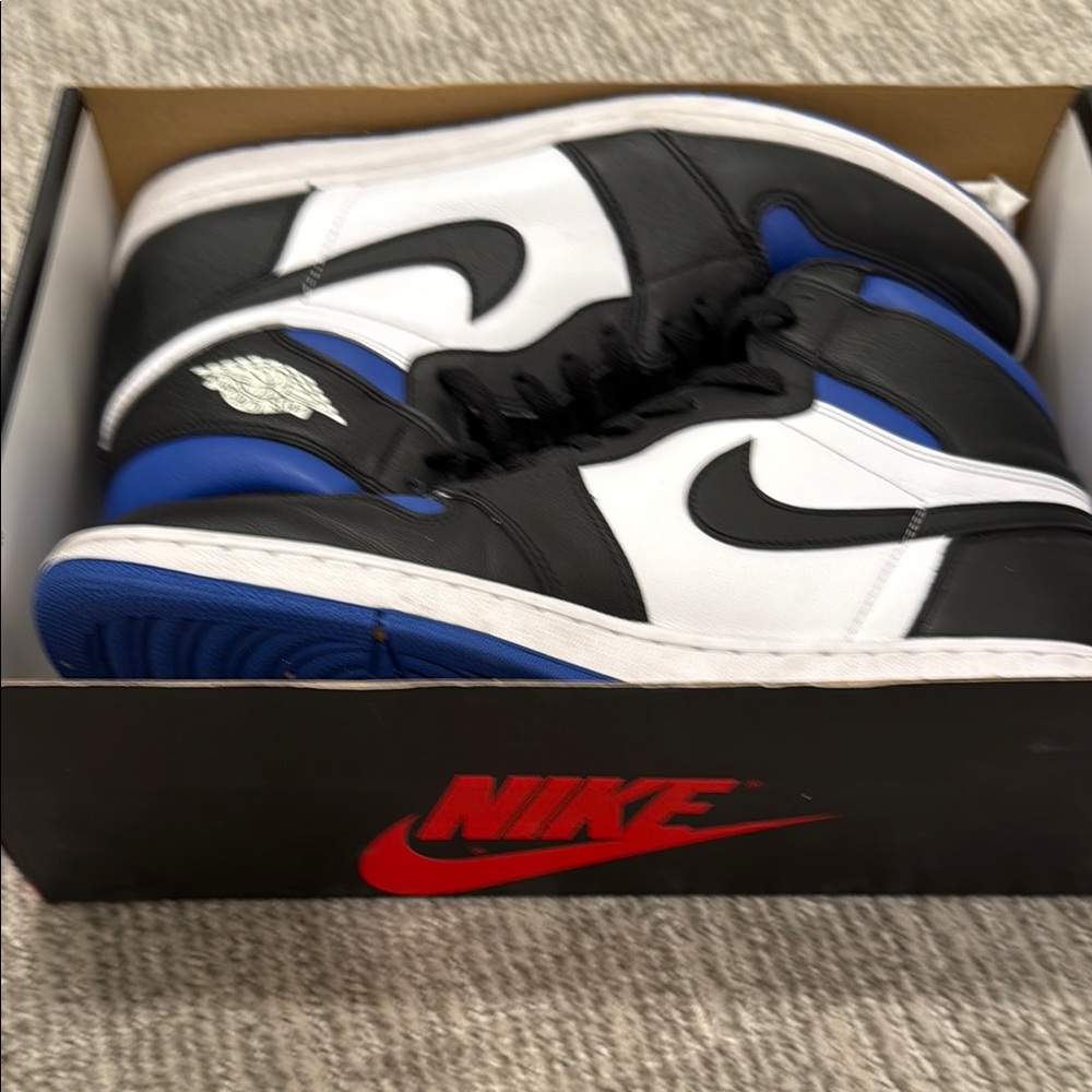 Jordan 1 OG High Men's Black and Blue Sneakers. Size 13